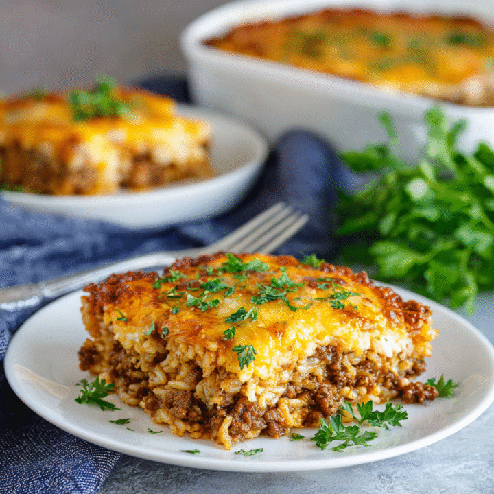 Home 29 recipe card cheesy ground beef rice casserole